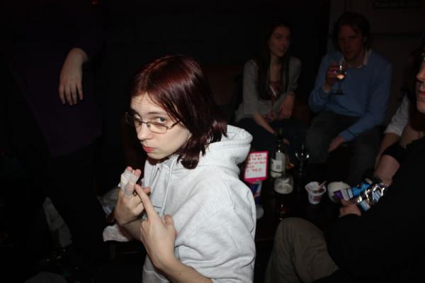 Lil and her broken finger.