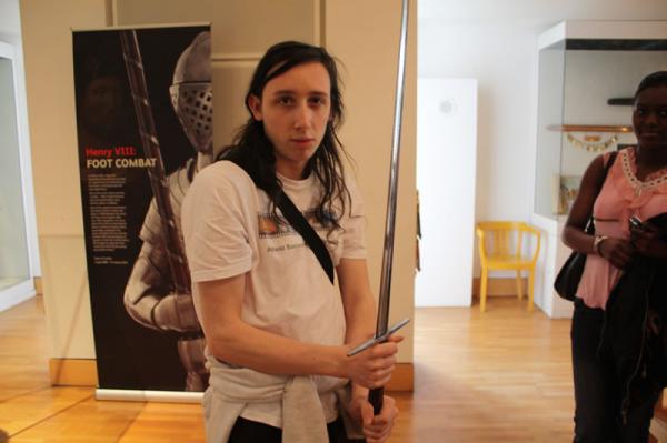 Chris wielding a long sword.