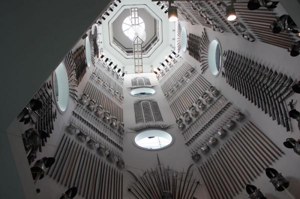 The central tower, looking up.