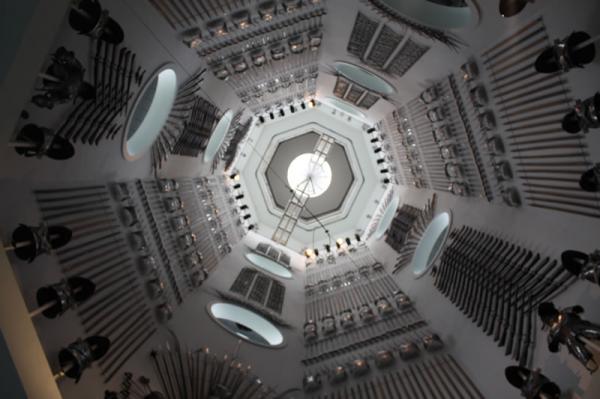 The central tower, looking up.