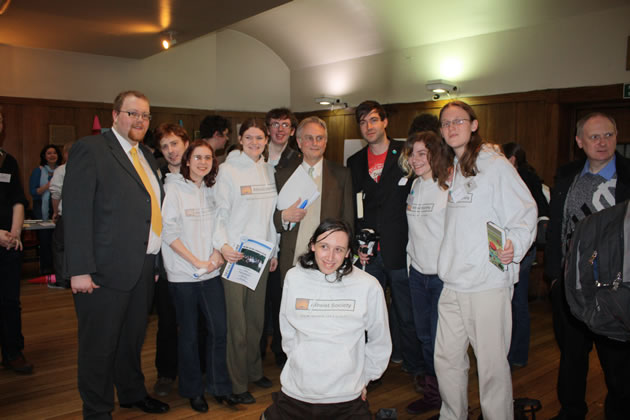 Society members pose with Professor Richard Dawkins at the AHS press launch in London.