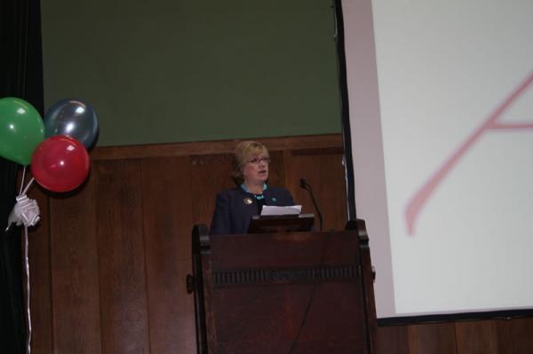 Polly Toynbee gives her speech.