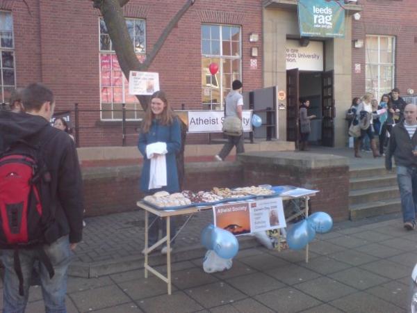 Nicola lures people to the stall.