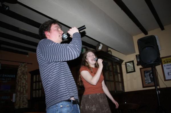 James and Nicola sing their hearts out.