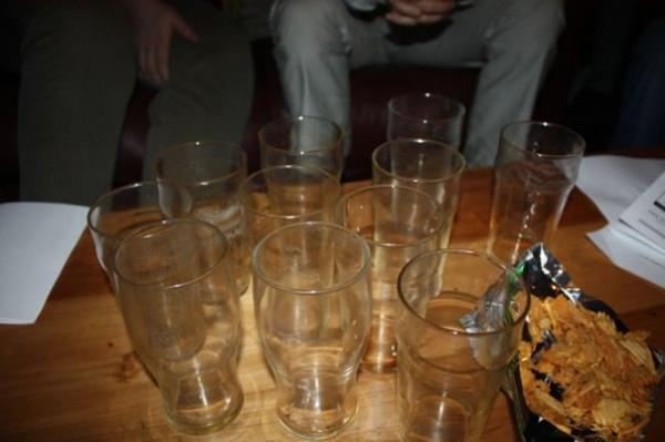 Lots of empty glasses.