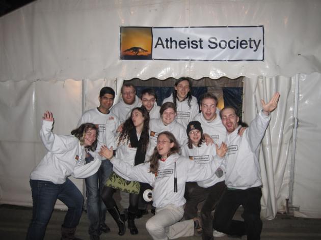 The team pose outside the tent at Rationalist Week 2009.