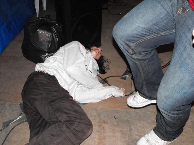 Chris collapses laughing.