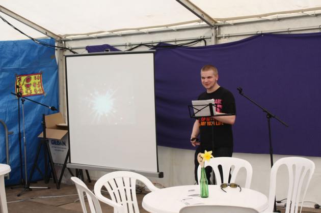 Jonni delivers the second talk of the week.