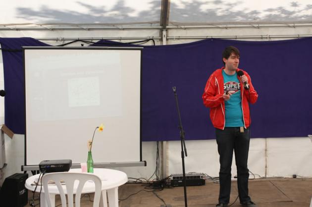 Rich delivers his talk on evolution.