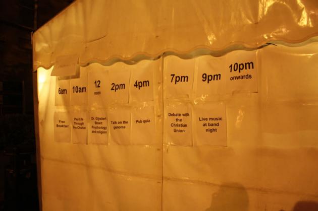 External tent posters.