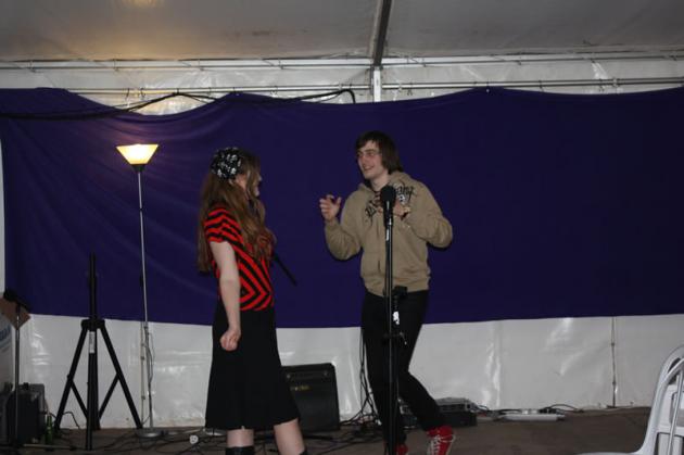Nicola and Zoltan perform a sketch for the FSM church service.