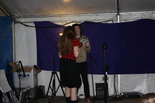 Nicola and Zoltan perform a sketch for the FSM church service.