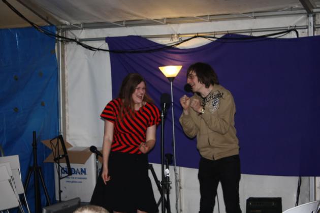 Nicola and Zoltan perform a sketch for the FSM church service.