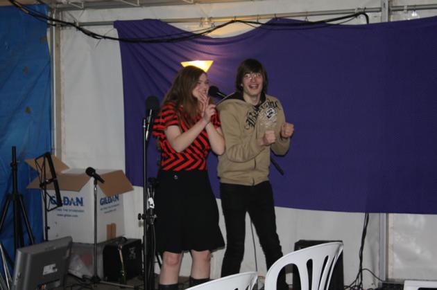 Nicola and Zoltan perform a sketch for the FSM church service.
