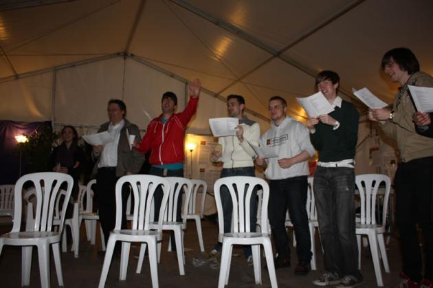 Hymns are sung at the FSM church service.