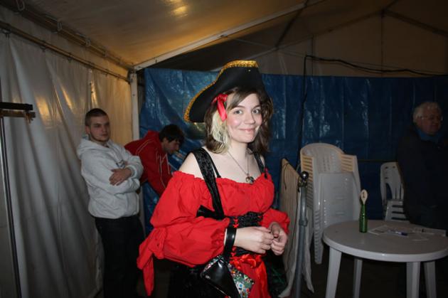 Sophie dressed up in pirate gear for the church service.