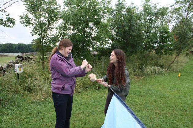 Setting up the tents.