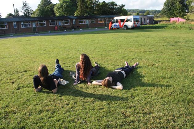 Sunbathing.