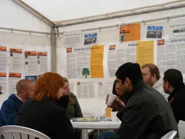 More debating in the tent.