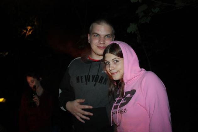 Jonni and Kat in the forest.
