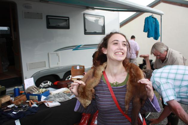 Rosie tries on a ferrit.