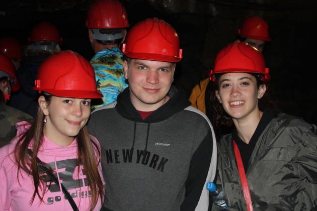 Kat, Jonni and Rosie in white scar caves.