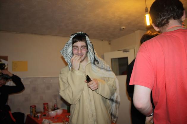 Zoltan dressed up as the prohet Muhammad.