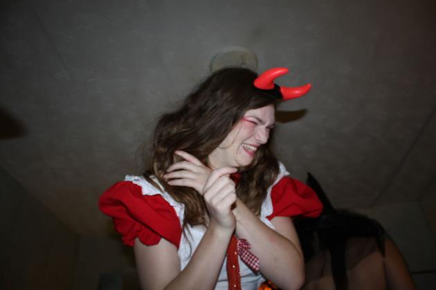 Nicola's reaction to being groped by Lil.