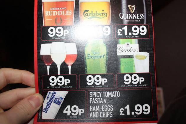 99p pints and wine for the win.