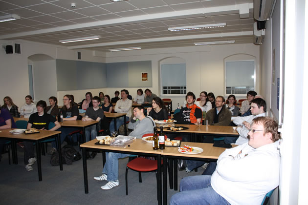 Chris Worfolk's talk "Debating the Theists" draws in a large crowd.