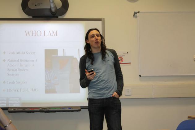Chris Worfolk delivers a talk on social action by atheists.