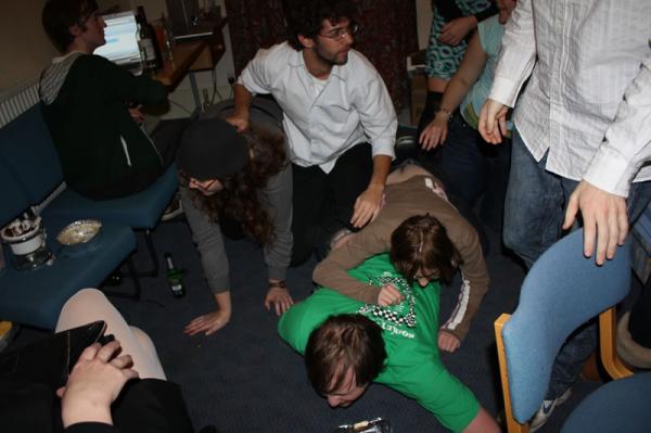 The pyramid collapses.
