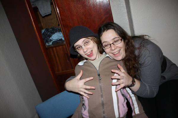 Michelle feels Liz up.
