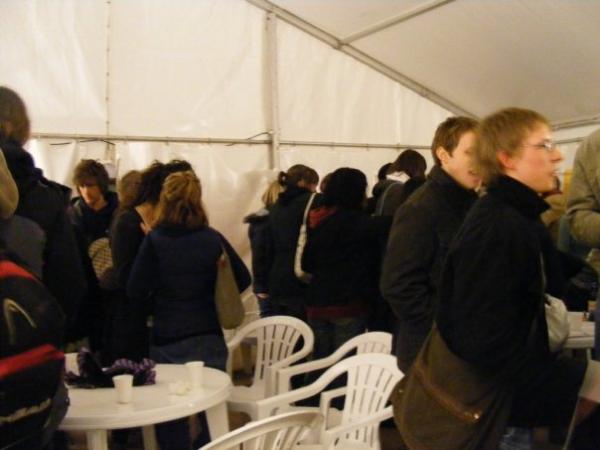 The tent was packed out for the debate.