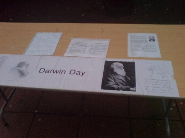 Darwin Day stall.