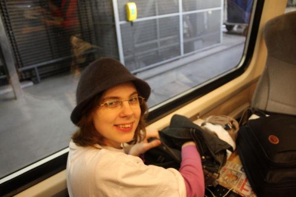 Lil on the train.