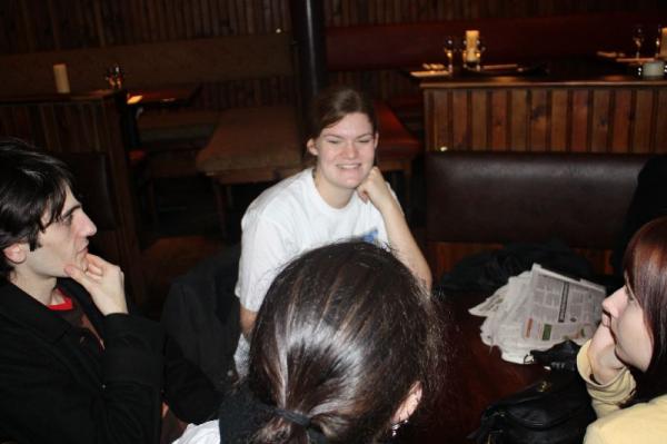 Everyone sat round at Smithy's.