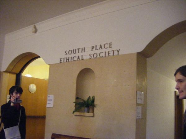 Inside Conway Hall.