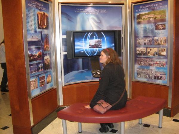 Nicola reading the information boards.
