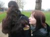 Jenny sniffing Emma's hair.